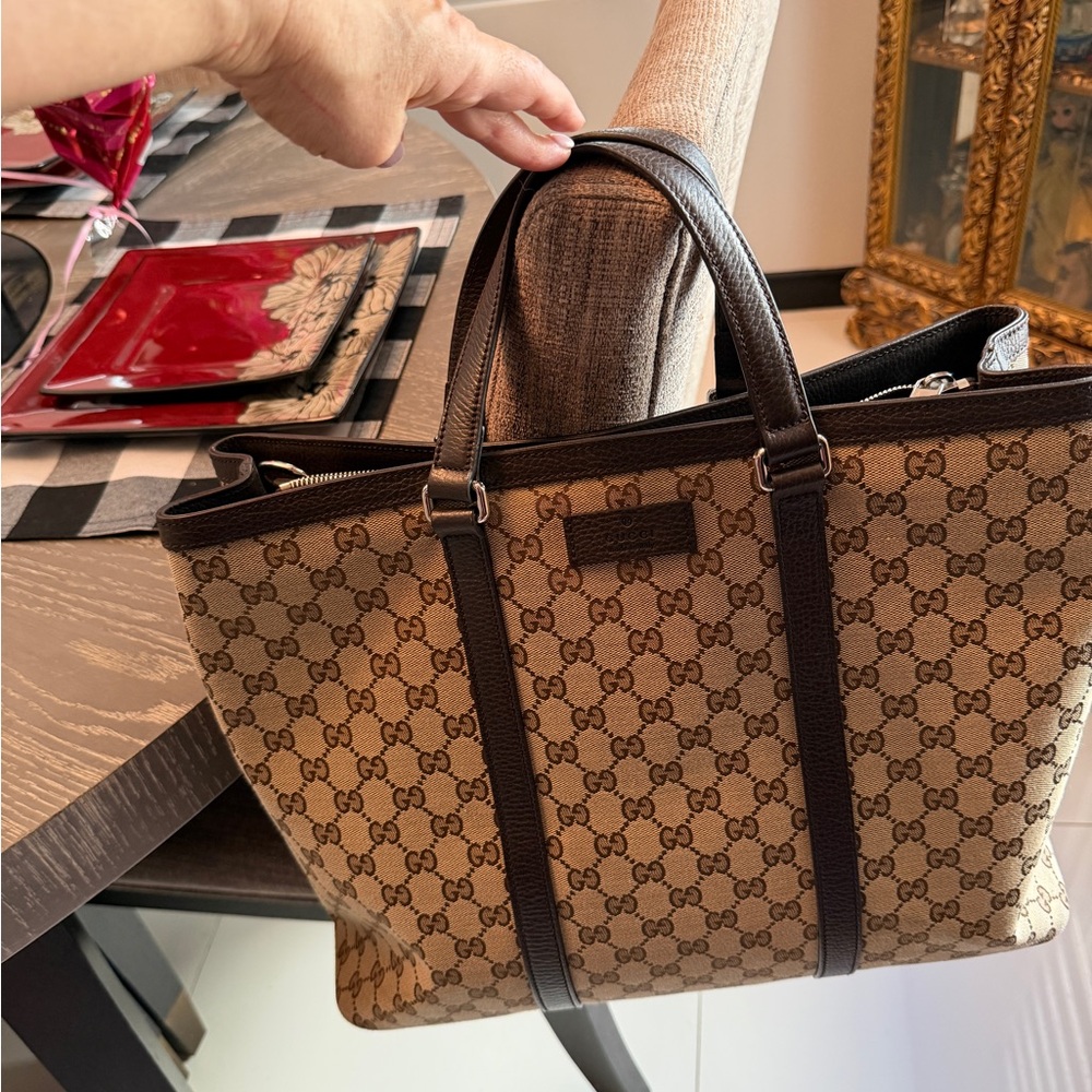 Gucci Beige and Dark Brown Men's Tote - Picture 11 of 15